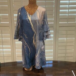 Elegant Asymmetrical Blue Dress